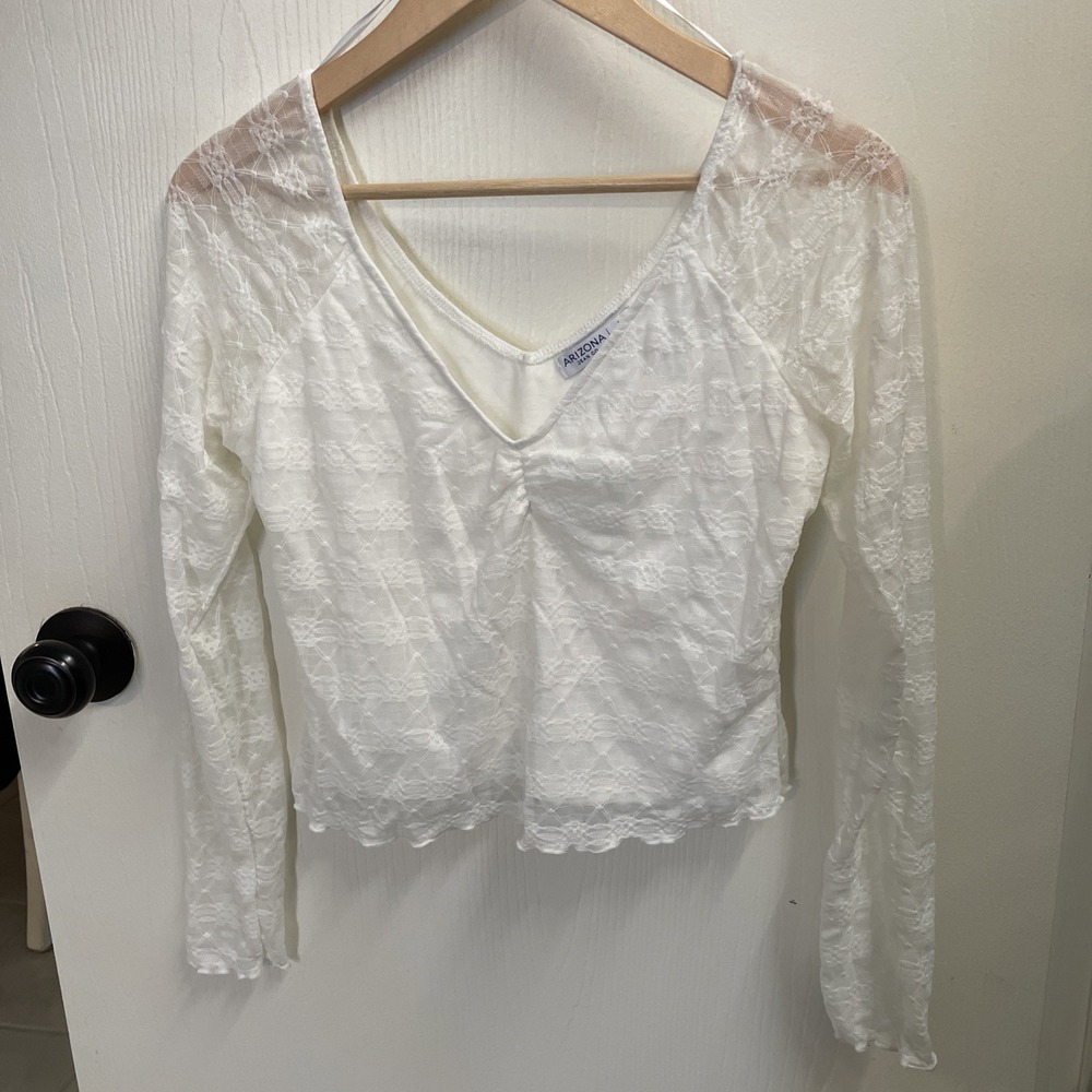 Arizona Jeans White Lace Off Shoulder Feminine Cottagecore Date Top Woman's L